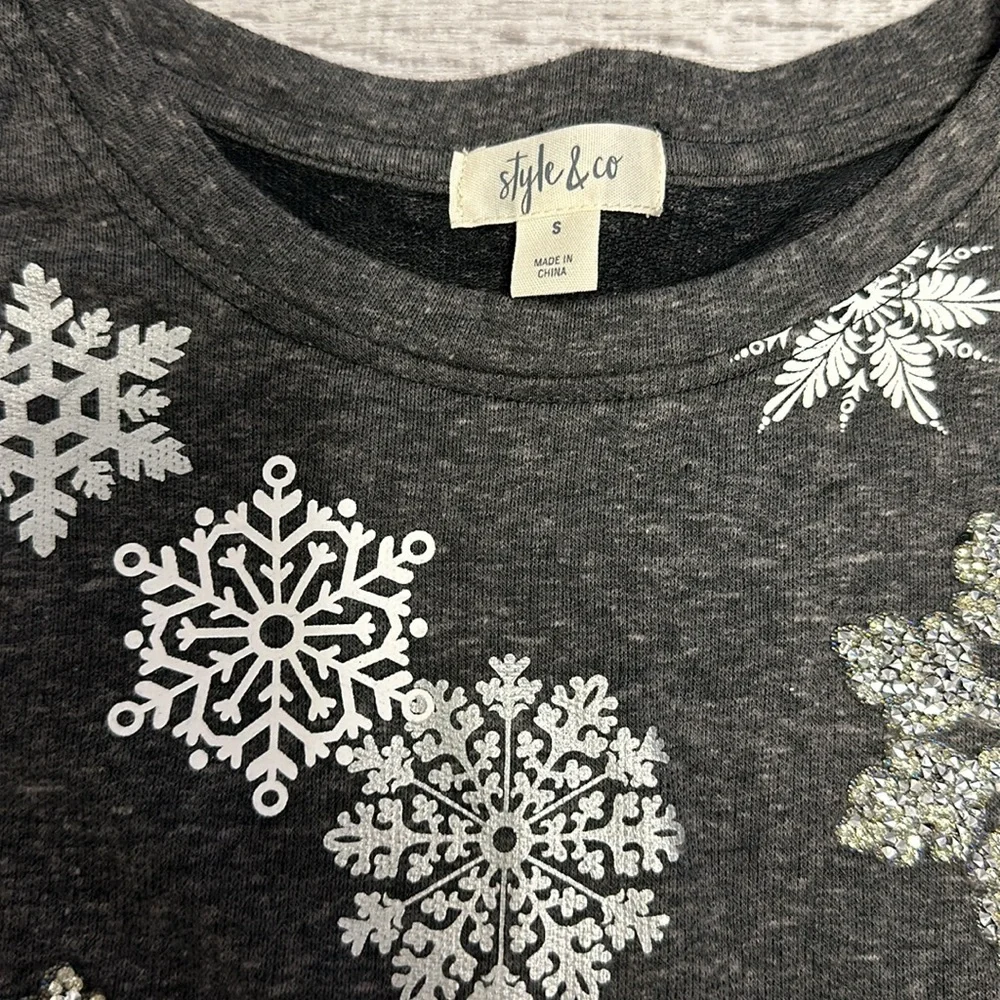 Style&co Womens Sweater Snowflakes Long Sleeve - Picture 6 of 8